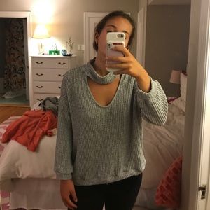 Grey cutout sweater